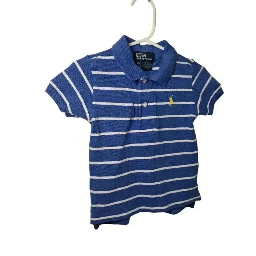 Baby Boy 9 MONTH Ralph Polo Lauren Shirt blue & white Nautical